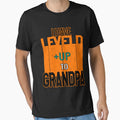 I Have Leveled Up To Grandad Orenge Black T-Shirt - Minimalist Print Unisex - T-Shirt, Sweatshirt, Hoodie