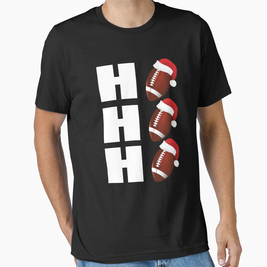 Ho Ho Ho Santa Hats Funny Football T-Shirt - Fun Novelty Design for Adults - T-Shirt, Sweatshirt, Hoodie