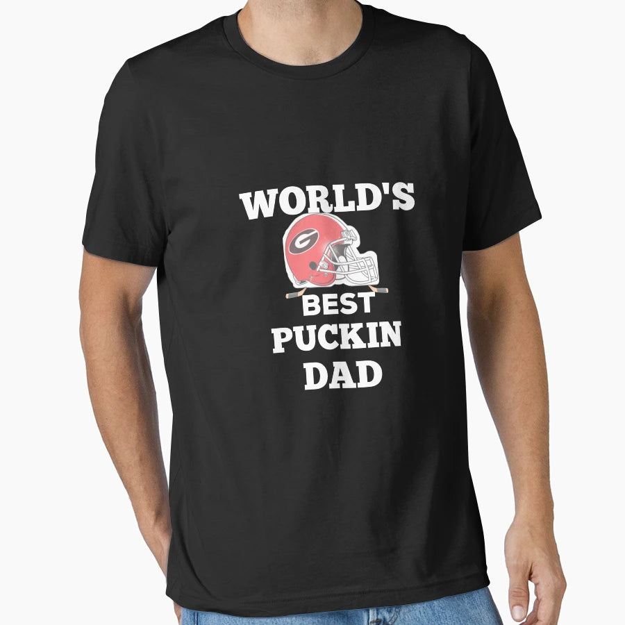Worlds Best Puckin Dad Ice Hockey T-Shirt - Custom Art Print for Adults - T-Shirt, Sweatshirt, Hoodie