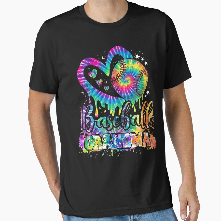 Tie Dye Baseball Grandma Drip Heart T-Shirt - Custom Art Print Men Women - T-Shirt, Sweatshirt, Hoodie