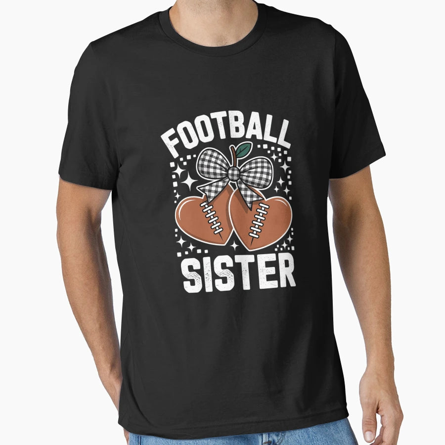 Football Sister Cherry Coquette Bow Game T-Shirt - Trendy Graphic Unisex - T-Shirt, Sweatshirt, Hoodie
