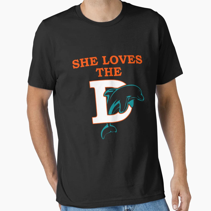 Funny She Loves Miami D Pro Football T-Shirt - Aesthetic Graphic for Adults - T-Shirt, Sweatshirt, Hoodie