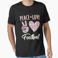 Peace Love Football T-Shirt - Graphic Print Unisex - T-Shirt, Sweatshirt, Hoodie
