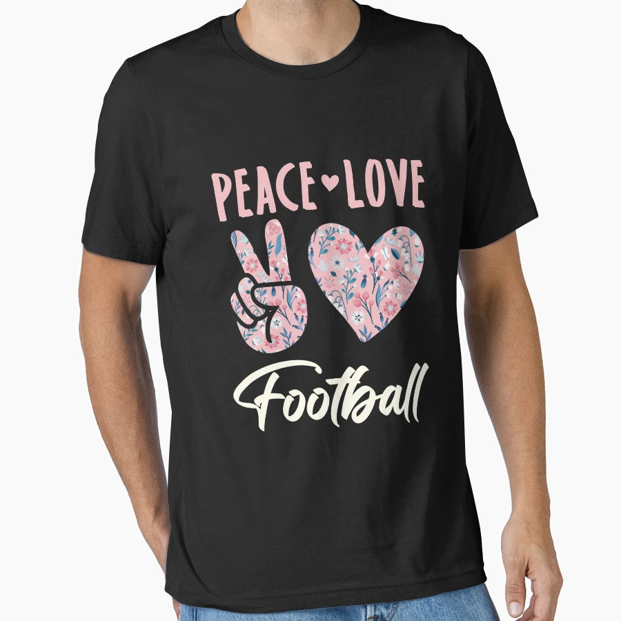Peace Love Football T-Shirt - Graphic Print Unisex - T-Shirt, Sweatshirt, Hoodie