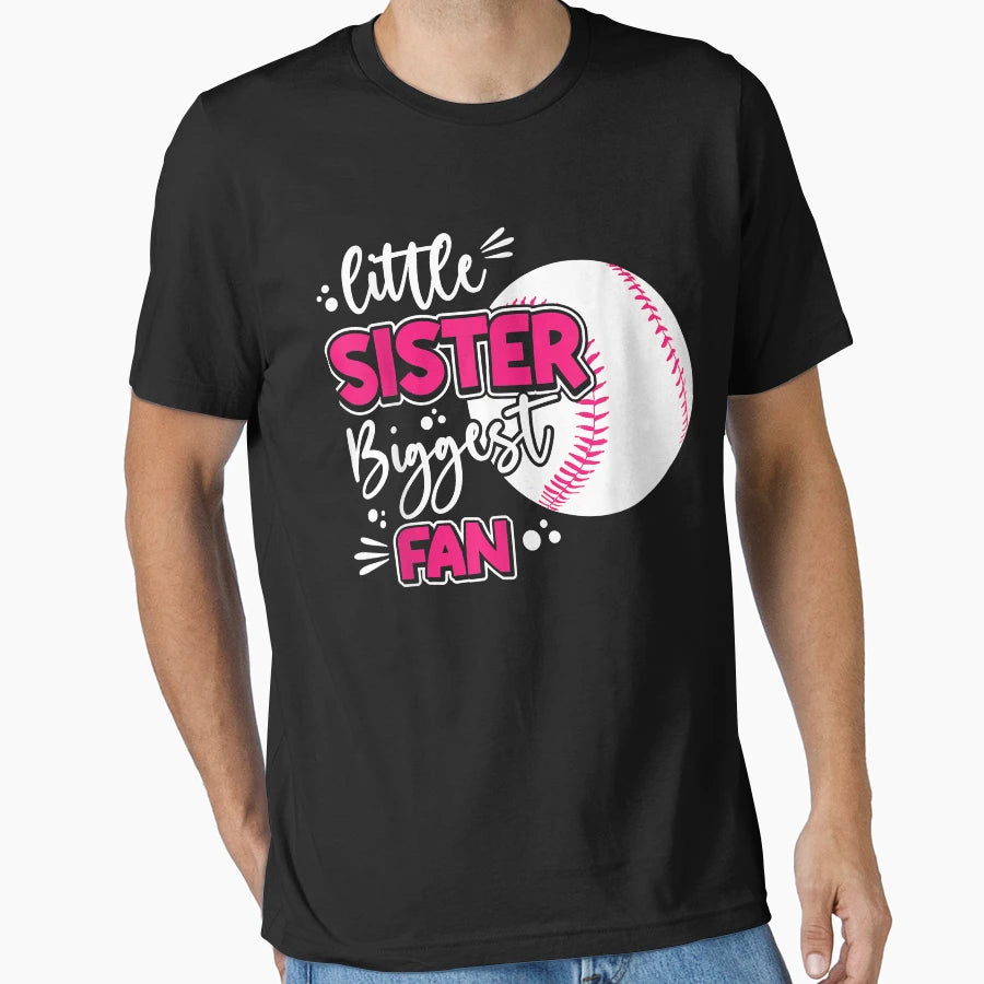 Little Sister Biggest Fan Baseball T-Shirt - Unique Graphic Men Women - T-Shirt, Sweatshirt, Hoodie