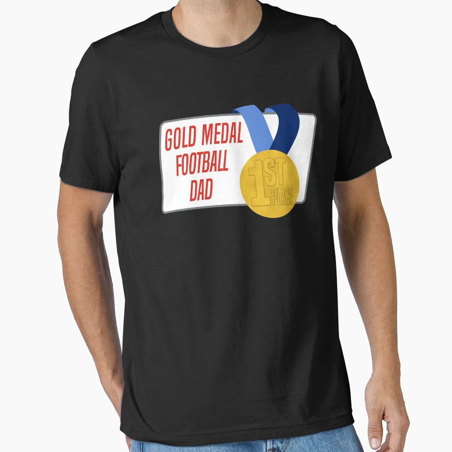 Football Dad Gold Medal Award Gift T-Shirt - Unique Graphic for Adults - T-Shirt, Sweatshirt, Hoodie