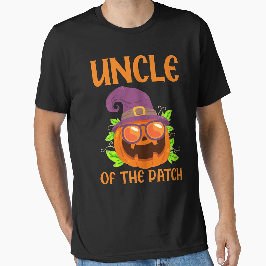 Pumpkin Uncle Patch Halloween Gift Uncle T-Shirt - Graphic Print Men Women - T-Shirt, Sweatshirt, Hoodie