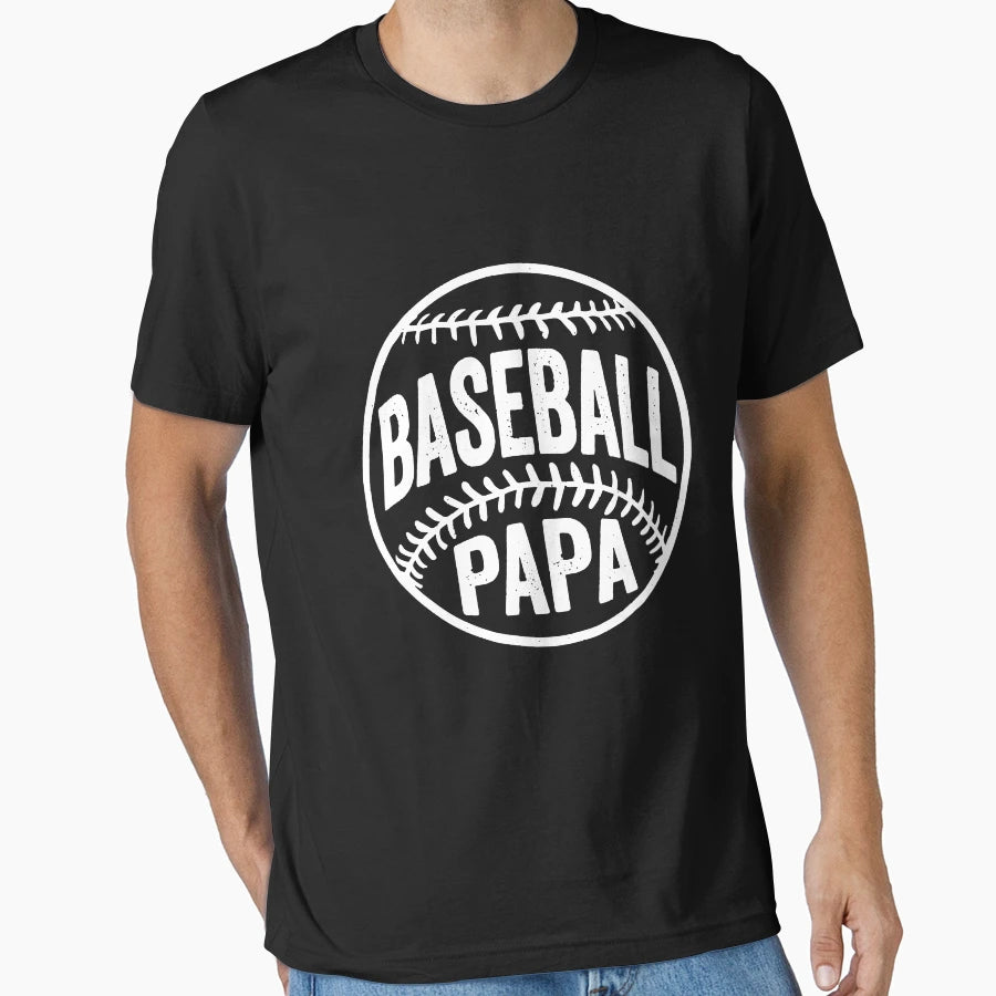 Baseball Papa Coach Fathers Day Funny T-Shirt - Custom Art Print Unisex - T-Shirt, Sweatshirt, Hoodie