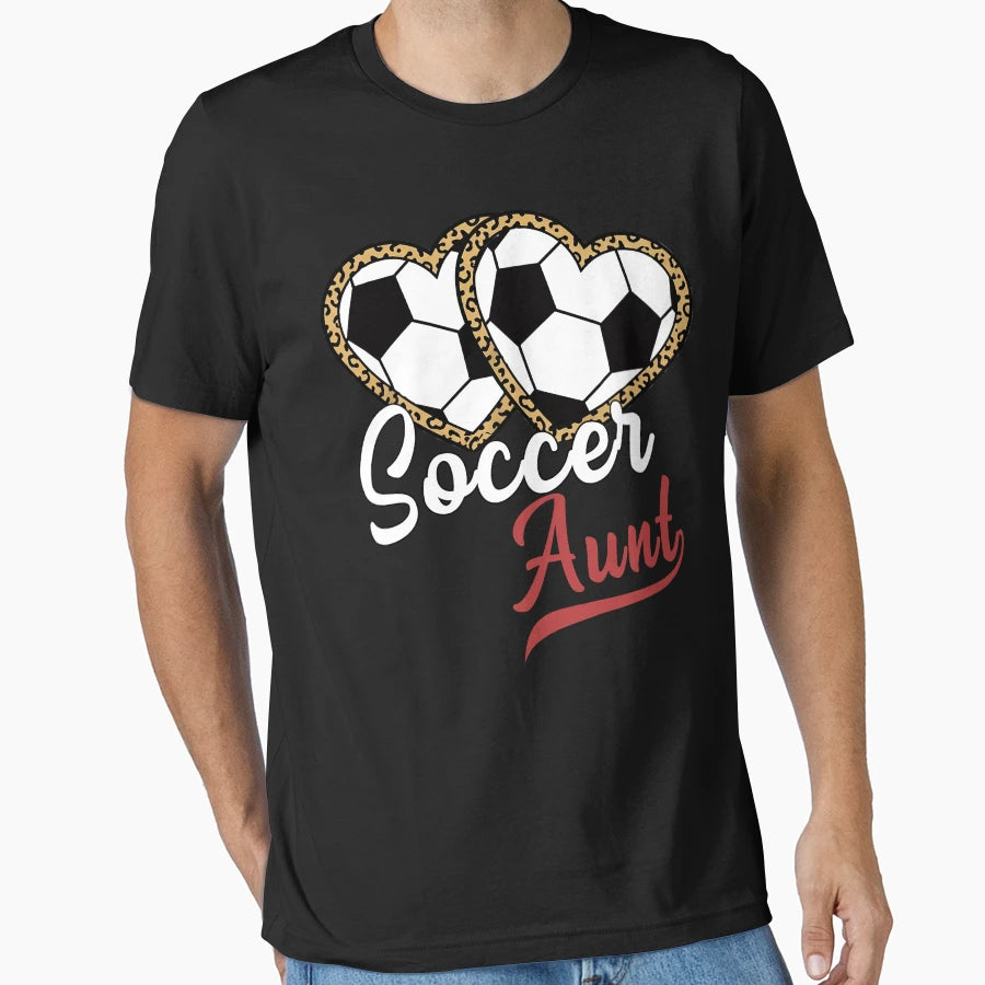Leopard Heart Soccer Aunt T-Shirt - Unique Graphic for Adults - T-Shirt, Sweatshirt, Hoodie