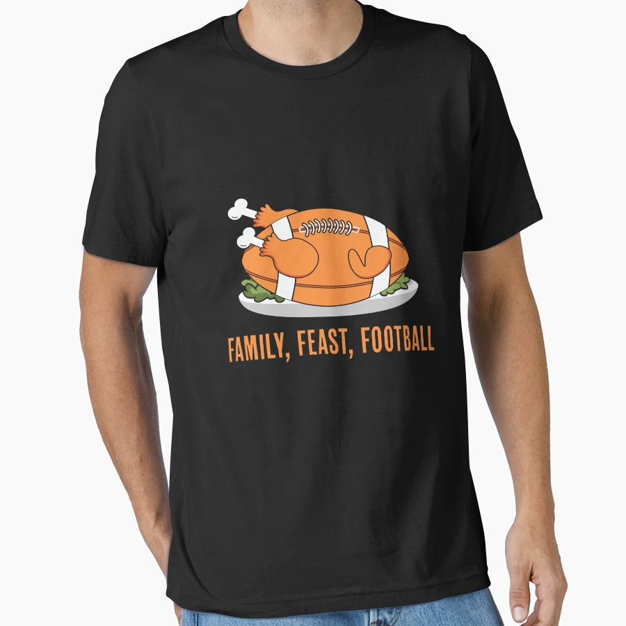 Family Feast Football Thanksgiving T-Shirt - Minimalist Print Unisex - T-Shirt, Sweatshirt, Hoodie