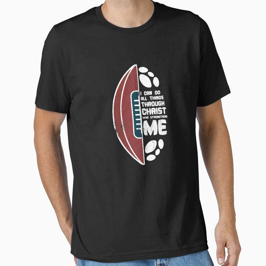 Christian Football I Can Do All Things T-Shirt - Trendy Graphic for Adults - T-Shirt, Sweatshirt, Hoodie