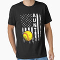 Softball Aunt American Flag T-Shirt - Minimalist Print Men Women - T-Shirt, Sweatshirt, Hoodie