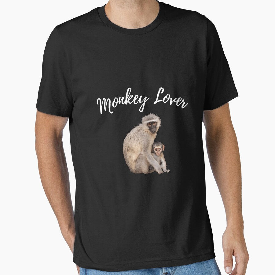 Cute Mother And Baby Monkeys by RosemarLorenz - Adult & Kids T-Shirts, Sweatshirts & Hoodies apparel design preview 1