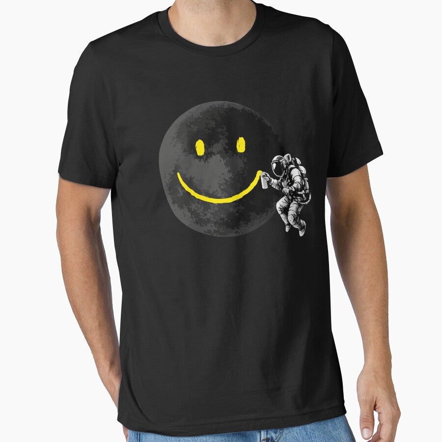 Astronaut Painting a Smile on the Moon Space Art by - Adult & Kids T-Shirts, Sweatshirts & Hoodies apparel design preview 1