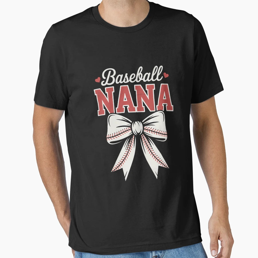 Baseball Nana Coquette Bow Game Day T-Shirt - Novelty Apparel Unisex - T-Shirt, Sweatshirt, Hoodie