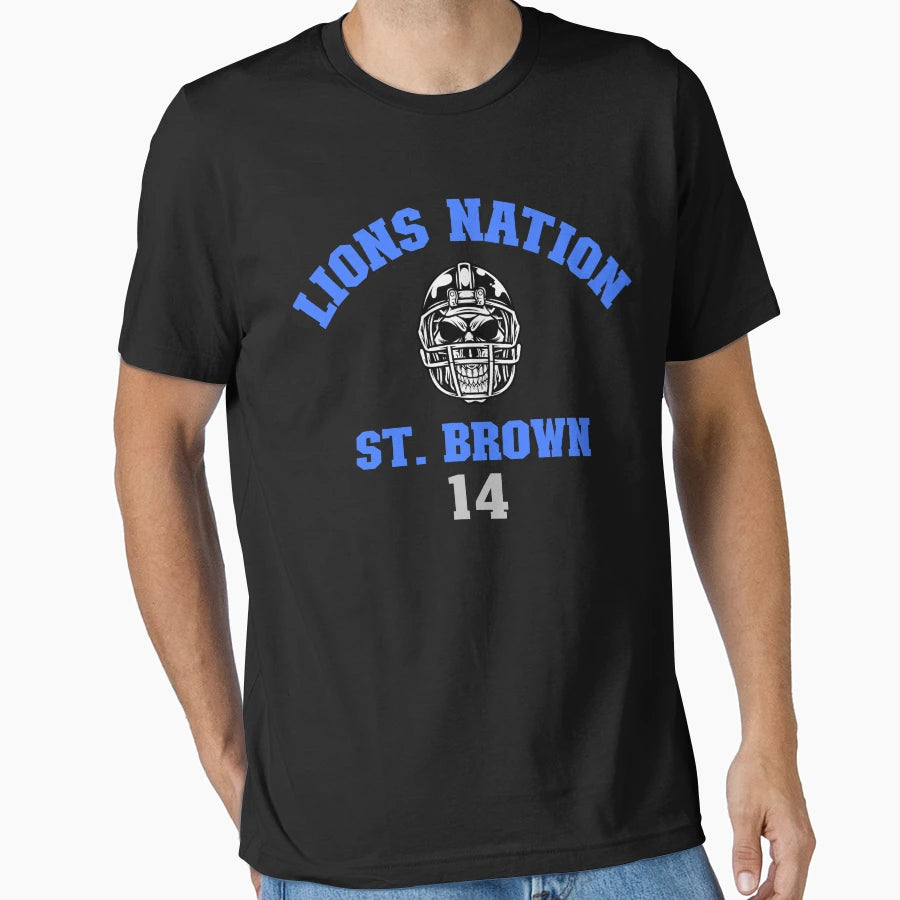 Lions Nation St Brown 14 T-Shirt - Novelty Apparel Men Women - T-Shirt, Sweatshirt, Hoodie