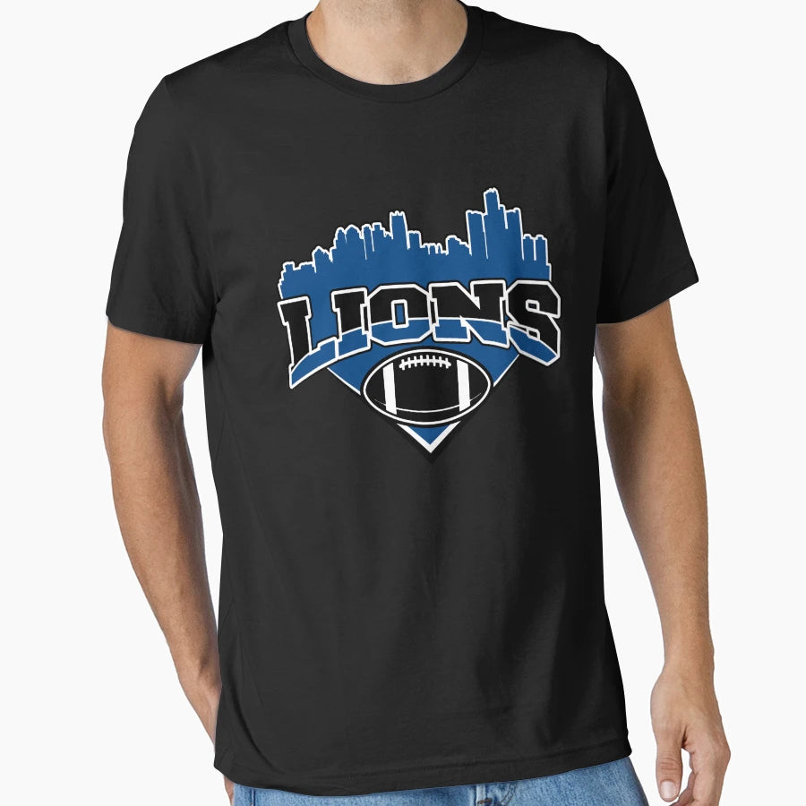 Lions Football Skyline Football Team T-Shirt - Aesthetic Graphic Men Women - T-Shirt, Sweatshirt, Hoodie