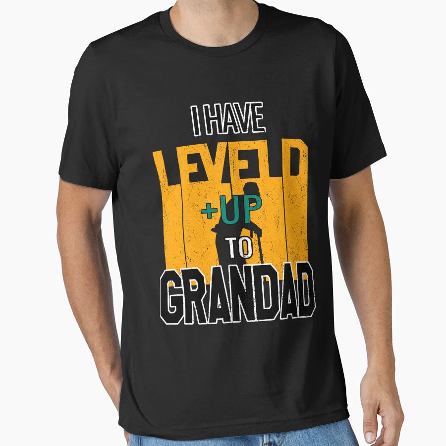 I Have Leveled Up To Grandad Yellow T-Shirt - Custom Art Print Unisex - T-Shirt, Sweatshirt, Hoodie