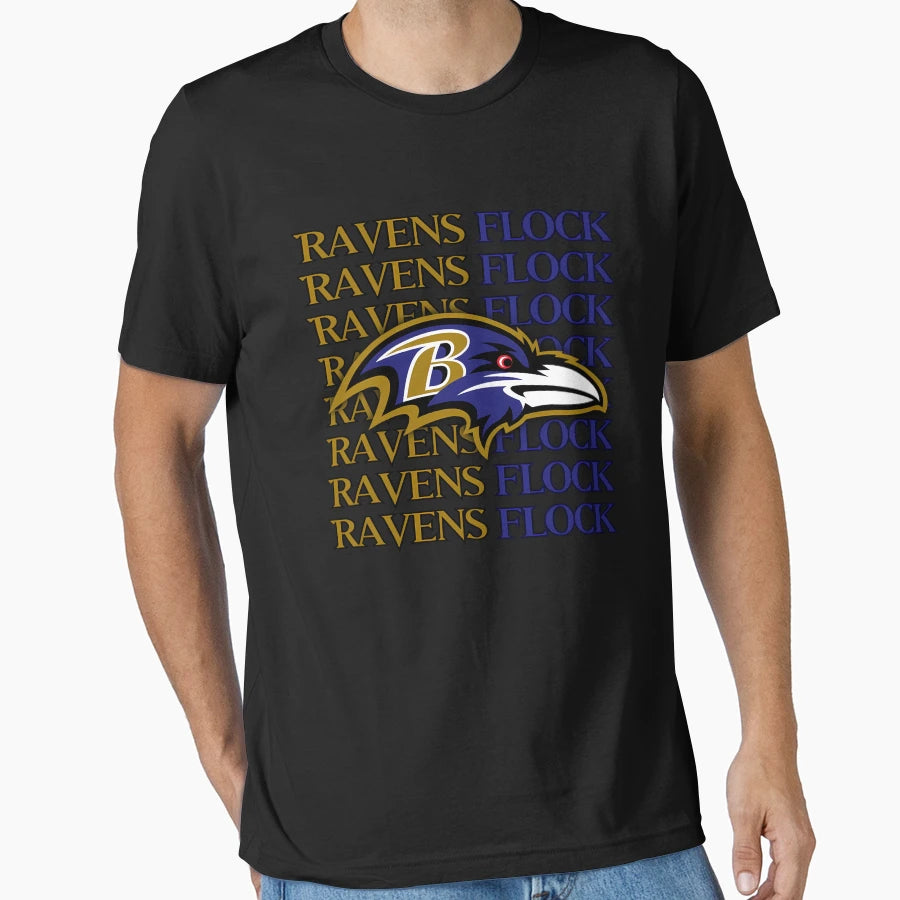 Baltimore Ravens Head Ravens Flock T-Shirt - Minimalist Print Unisex - T-Shirt, Sweatshirt, Hoodie