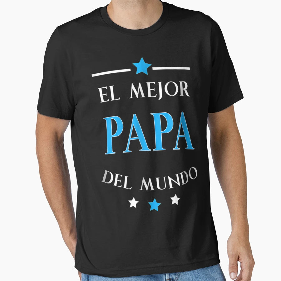 Mens El Mejor Papa Del Mundo Camisa T-Shirt - Custom Art Print for Adults - T-Shirt, Sweatshirt, Hoodie