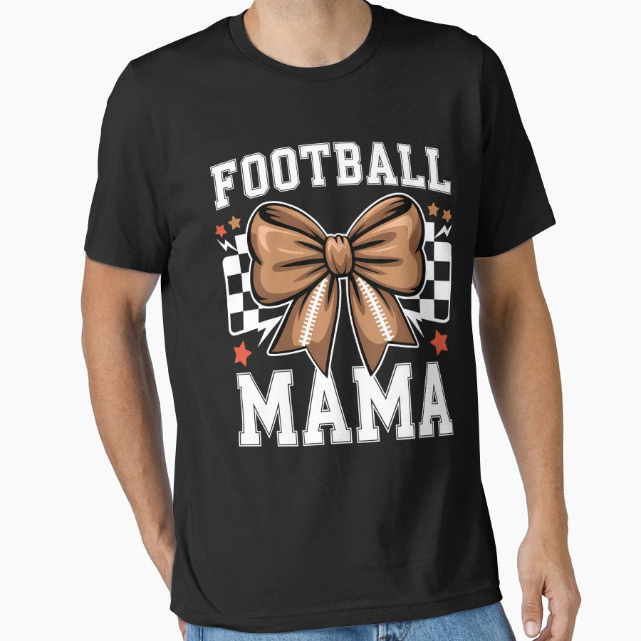 Coquette Bow American Football Mama T-Shirt - Custom Art Print Men Women - T-Shirt, Sweatshirt, Hoodie