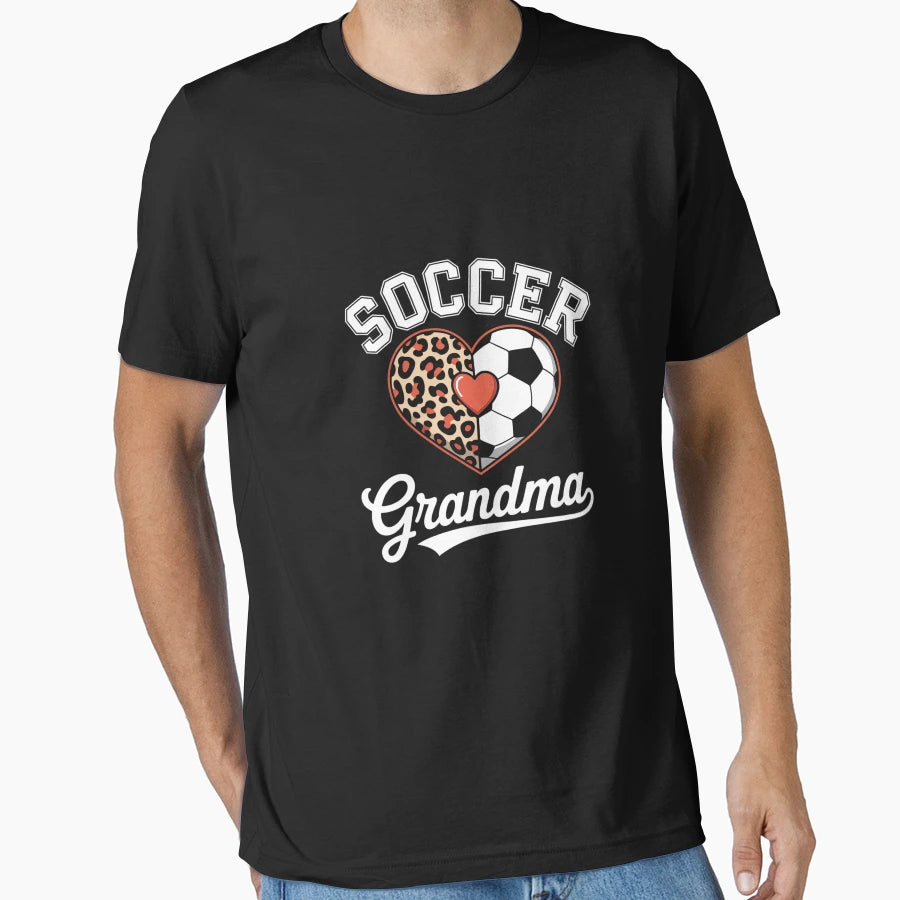 Soccer Grandma Leopard Heart T-Shirt - Minimalist Print for Adults - T-Shirt, Sweatshirt, Hoodie