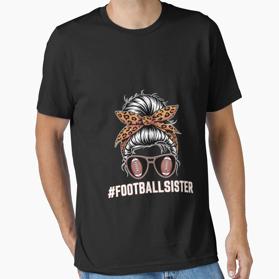 American Football Sister Leopard Bun T-Shirt - Minimalist Print for Adults - T-Shirt, Sweatshirt, Hoodie