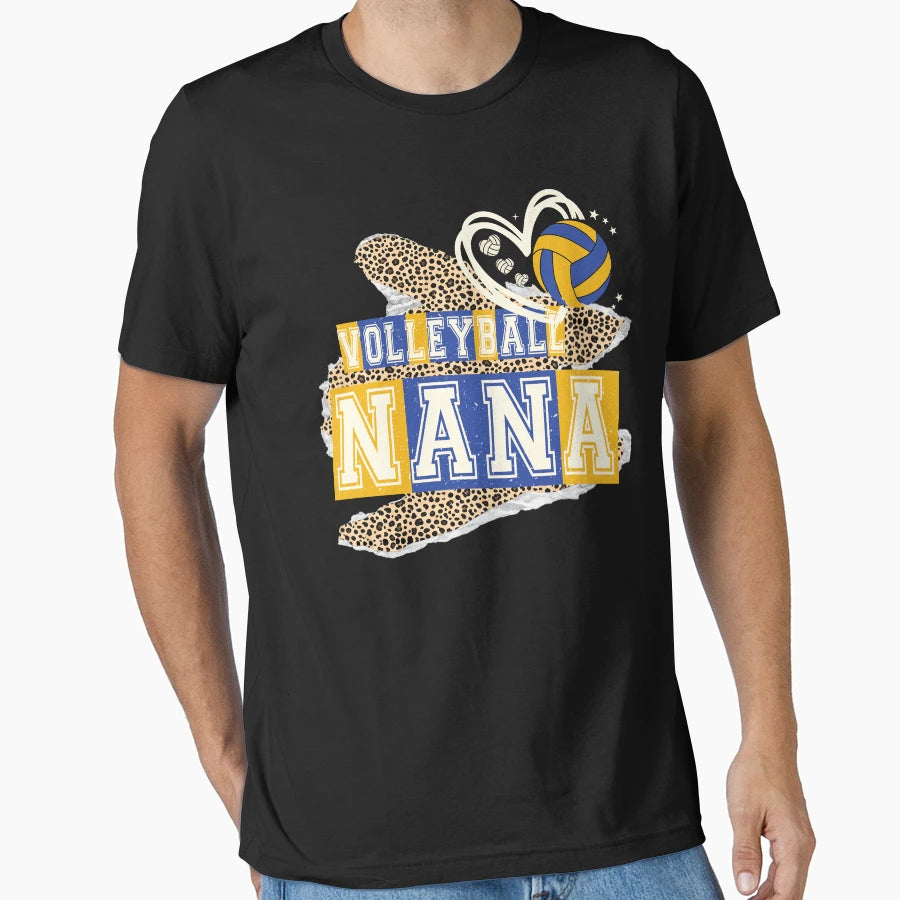 Volleyball Nana Leopard Team Colors T-Shirt - Unique Graphic Unisex - T-Shirt, Sweatshirt, Hoodie