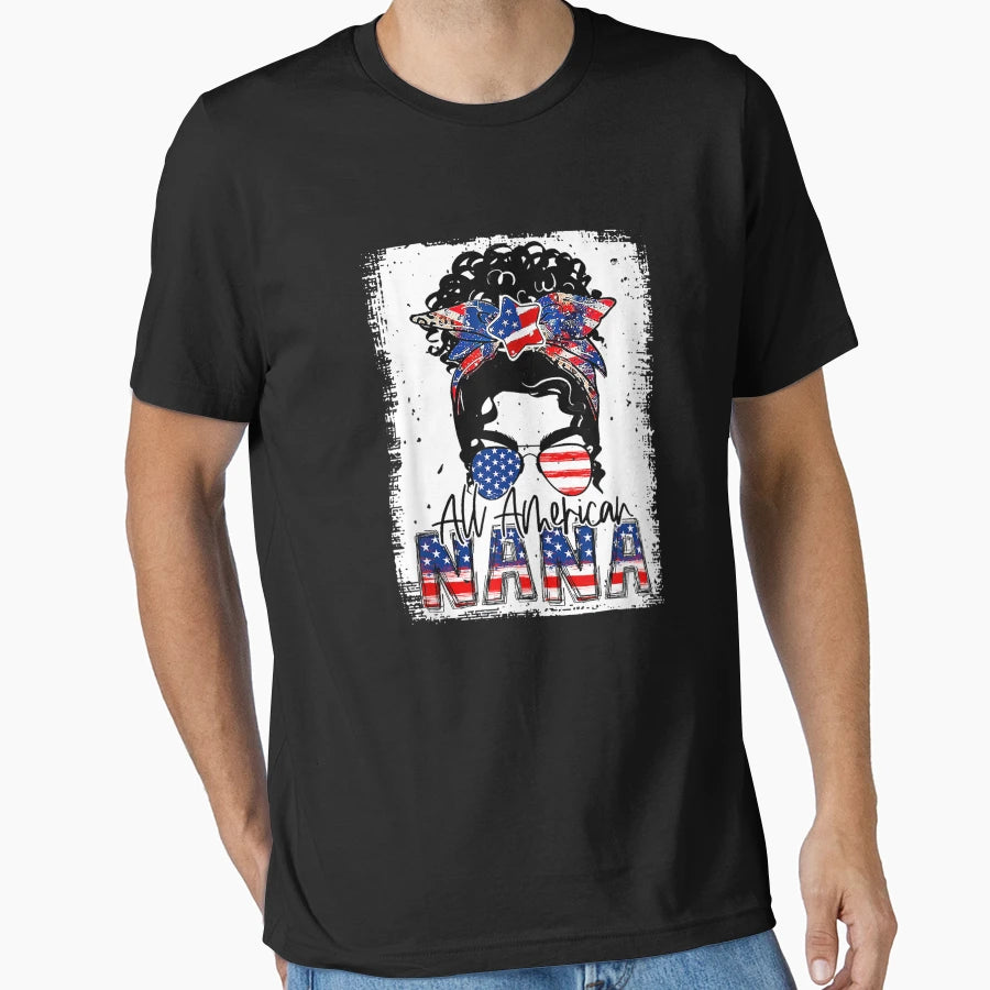 Bleached All American Nana Messy Bun T-Shirt - Streetwear Style Men Women - T-Shirt, Sweatshirt, Hoodie