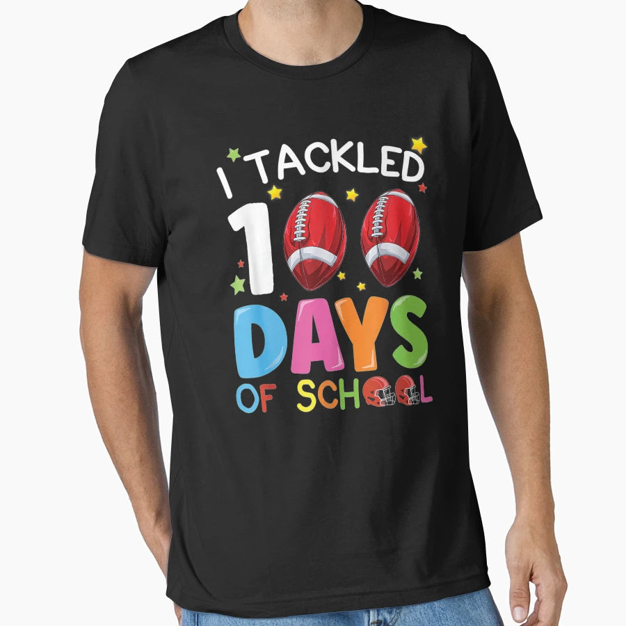 I Tackled 100 Days School Football T-Shirt - Trendy Graphic Men Women - T-Shirt, Sweatshirt, Hoodie