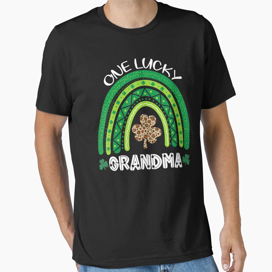 One Lucky Grandma Shamrock St Patricks T-Shirt - Unique Graphic for Adults - T-Shirt, Sweatshirt, Hoodie