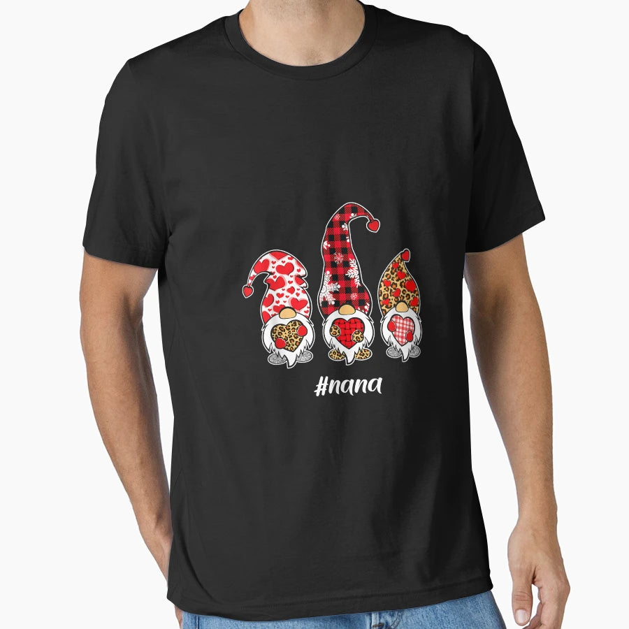 Leopard Nana Gnome Valentine Matching T-Shirt - Graphic Print Men Women - T-Shirt, Sweatshirt, Hoodie