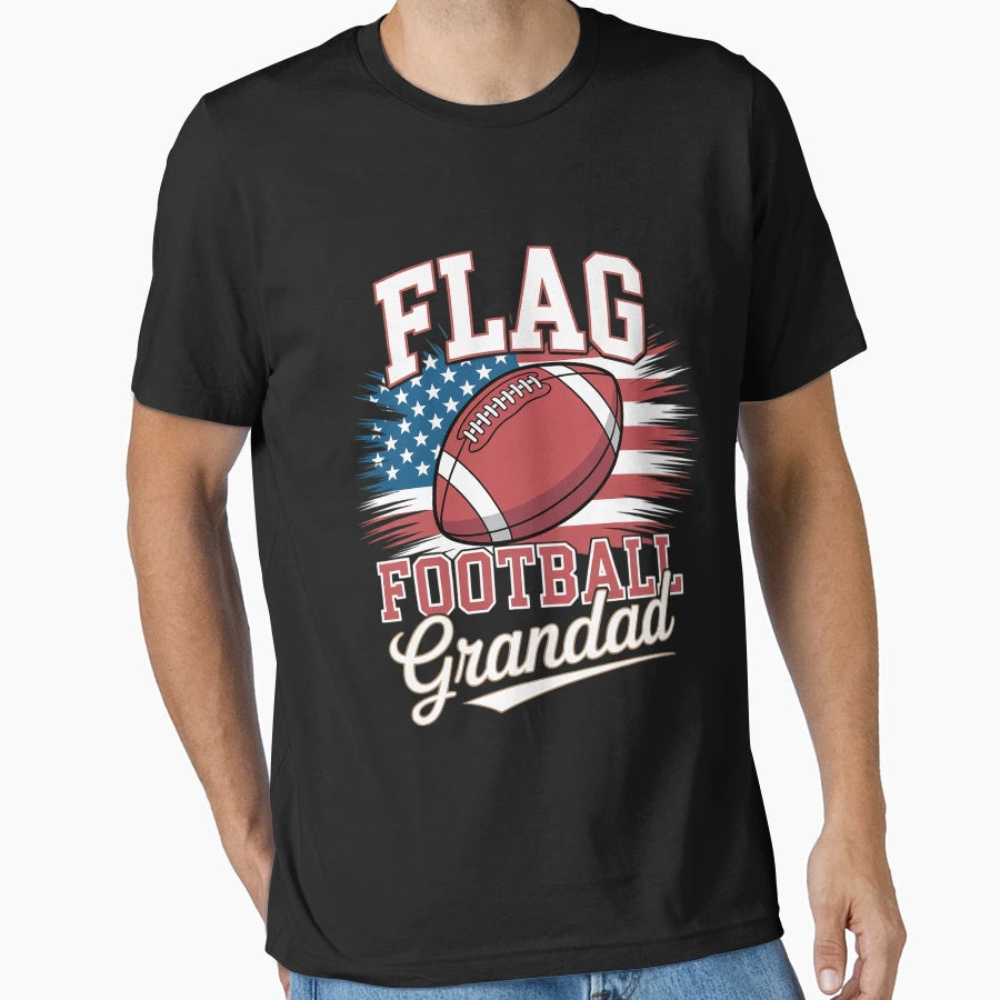 Mens American Flag Football Grandad T-Shirt - Graphic Print for Adults - T-Shirt, Sweatshirt, Hoodie
