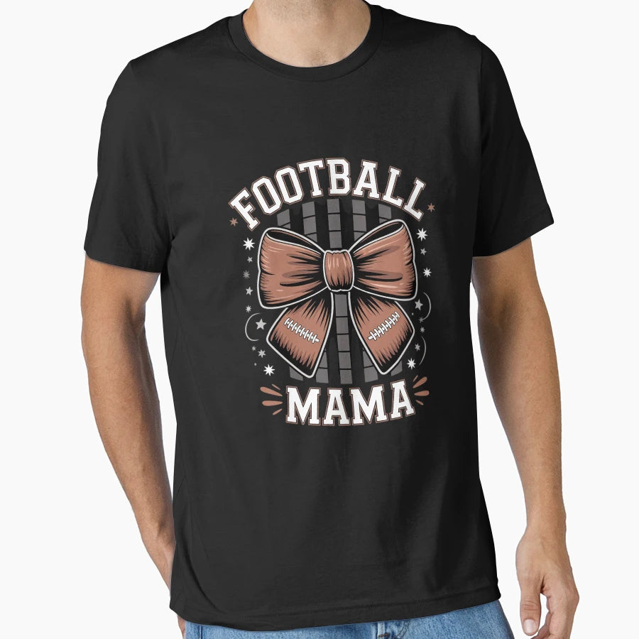 Football Mama Fall Coquette Bow T-Shirt - Novelty Apparel for Adults - T-Shirt, Sweatshirt, Hoodie