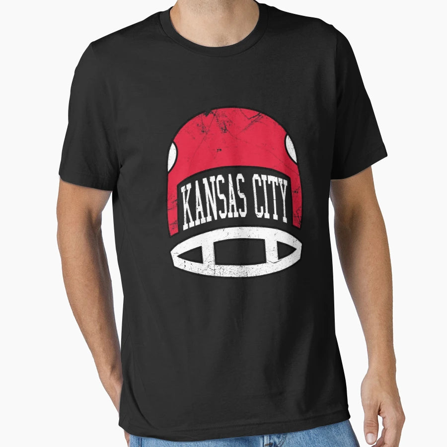 Kansas City Helmet Red T-Shirt - Casual Everyday Wear Men Women - T-Shirt, Sweatshirt, Hoodie