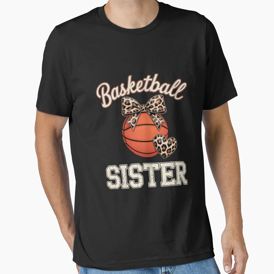 Basketball Sister Bandana Leopard T-Shirt - Minimalist Print Men Women - T-Shirt, Sweatshirt, Hoodie