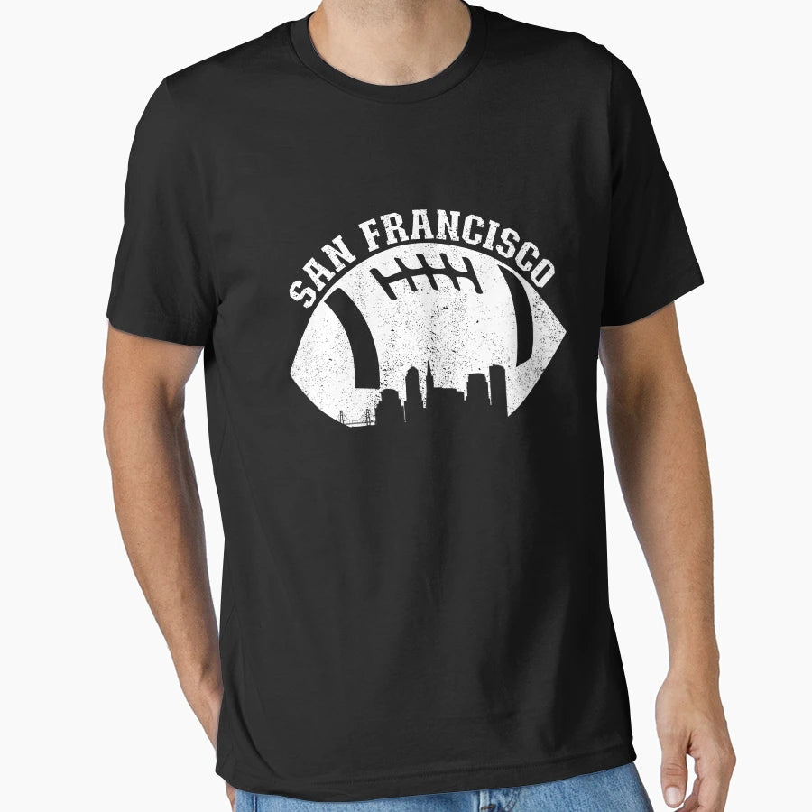 San Francisco Skyline Football Fan T-Shirt - Aesthetic Graphic Men Women - T-Shirt, Sweatshirt, Hoodie