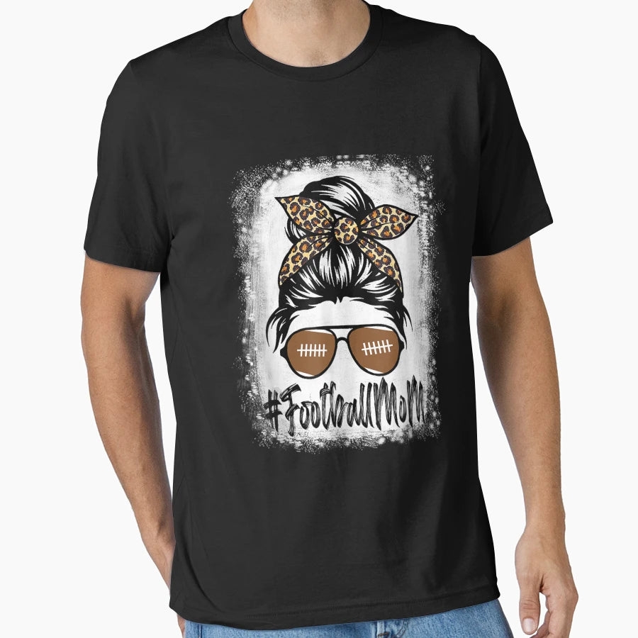 Bleached Football Mom Life Leopard T-Shirt - Minimalist Print Men Women - T-Shirt, Sweatshirt, Hoodie