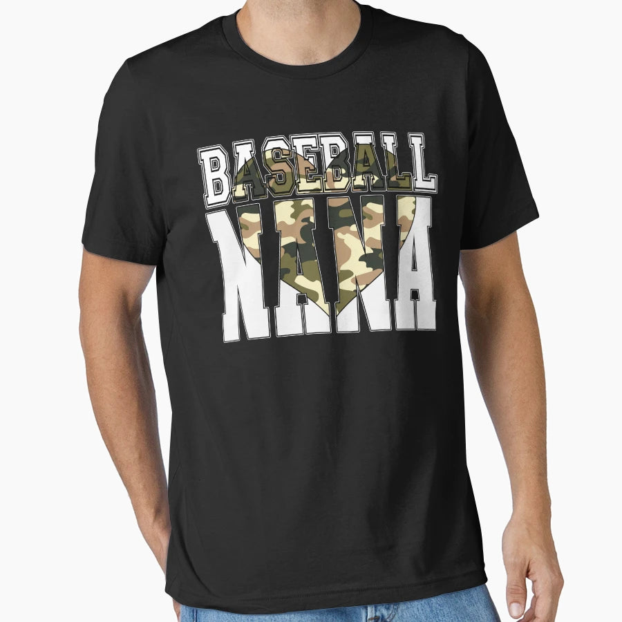 Baseball Nana Camo Heart T-Shirt - Aesthetic Graphic Unisex - T-Shirt, Sweatshirt, Hoodie