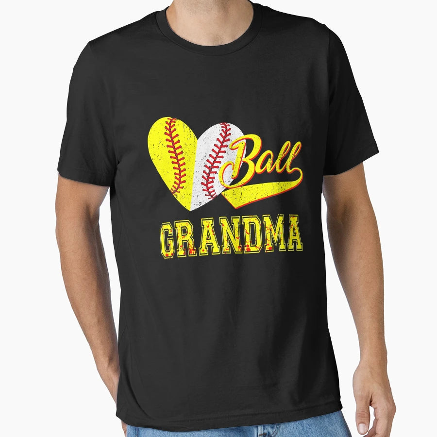 Baseball Softball Ball Heart Grandma T-Shirt - Casual Everyday Wear Unisex - T-Shirt, Sweatshirt, Hoodie