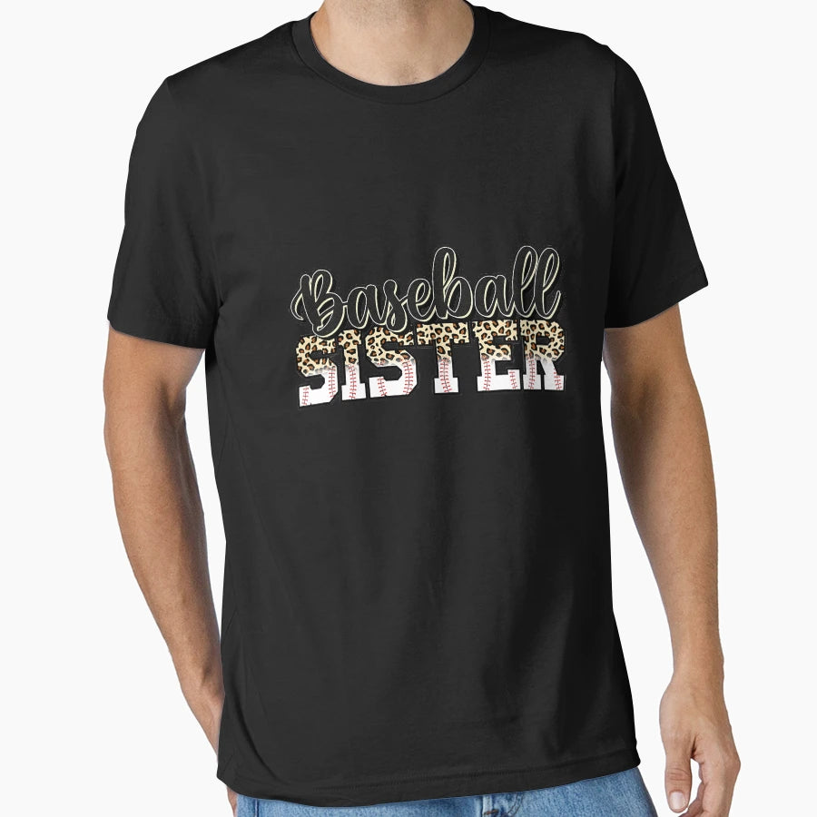 Baseball Sister Leopard Mothers Day T-Shirt - Graphic Print Unisex - T-Shirt, Sweatshirt, Hoodie