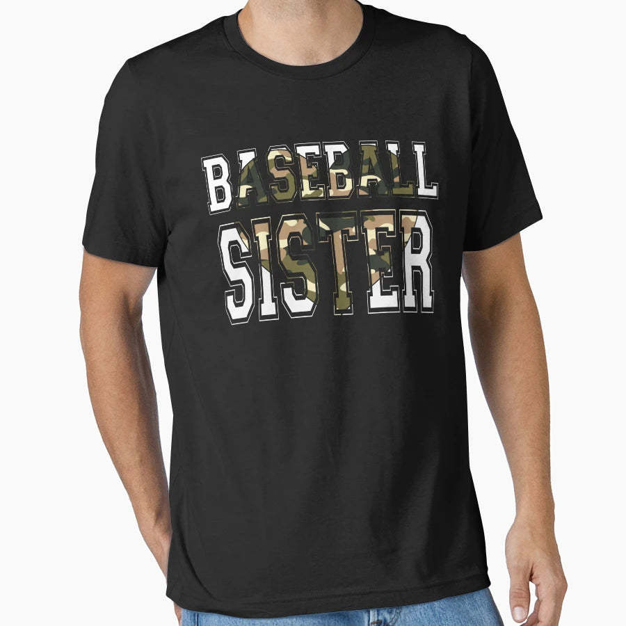 Camo Baseball Sister Heart T-Shirt - Streetwear Style Unisex - T-Shirt, Sweatshirt, Hoodie
