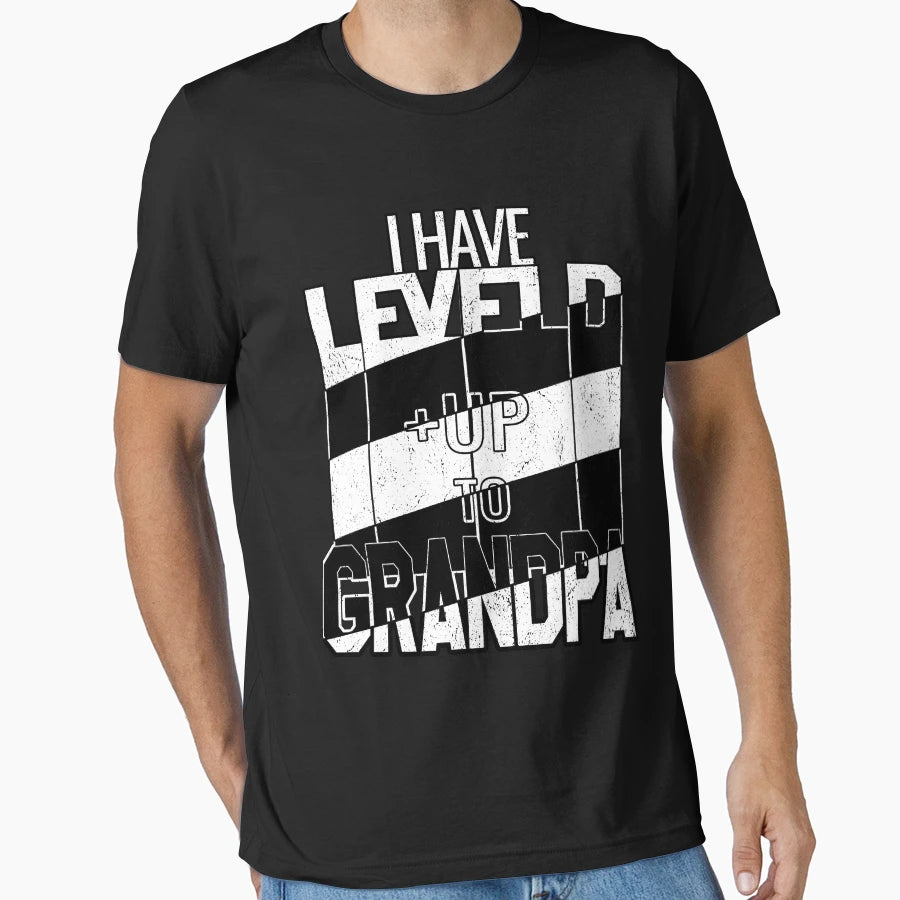 I Have Leveled Up To Grandad White T-Shirt - Minimalist Print Men Women - T-Shirt, Sweatshirt, Hoodie