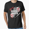 Baseball Nana Bow Checkerboard Heart T-Shirt - Casual Everyday Wear Unisex - T-Shirt, Sweatshirt, Hoodie
