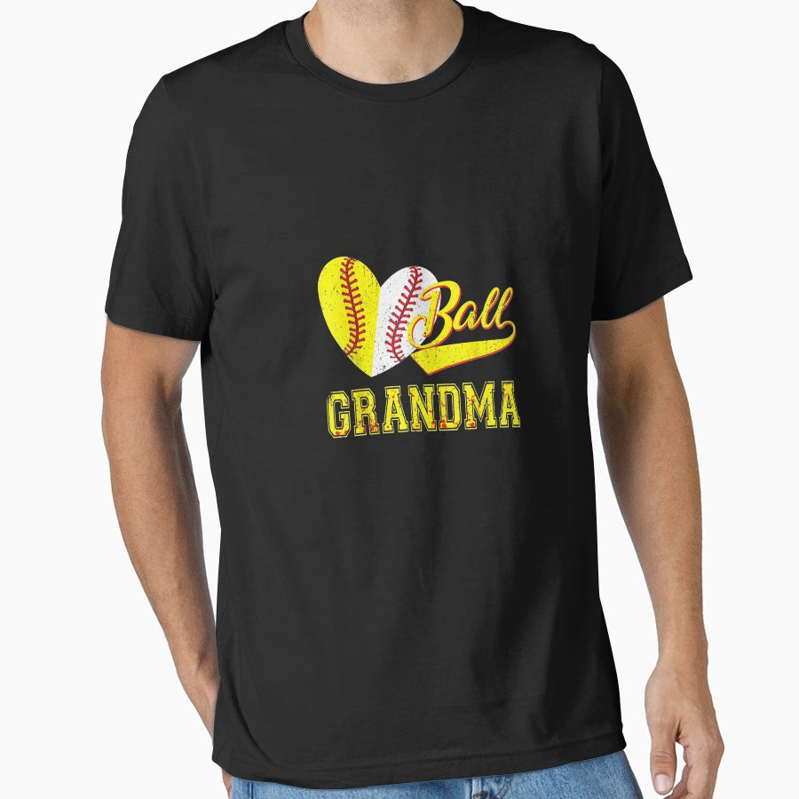 Baseball Softball Ball Heart Grandma T-Shirt - Minimalist Print Men Women - T-Shirt, Sweatshirt, Hoodie
