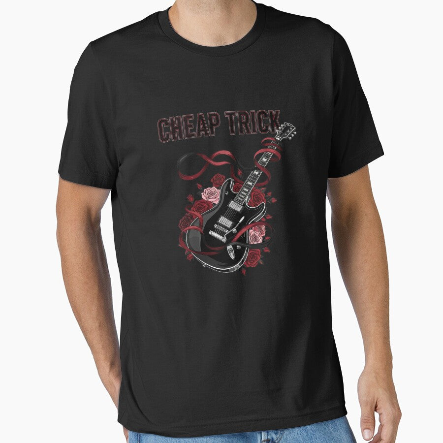 Cool Cheap Trick Typography with Guitar Ribbon and - Adult & Kids T-Shirts, Sweatshirts & Hoodies apparel design preview 1