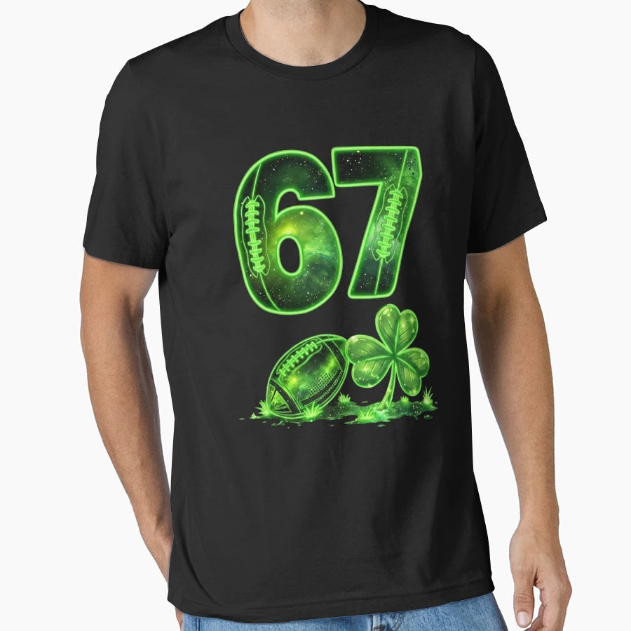 Glowing 67 Six Seven Football Clover T-Shirt - Trendy Graphic Men Women - T-Shirt, Sweatshirt, Hoodie