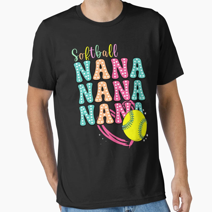Colorful Softball Nana Polka Dot T-Shirt - Trendy Graphic Men Women - T-Shirt, Sweatshirt, Hoodie