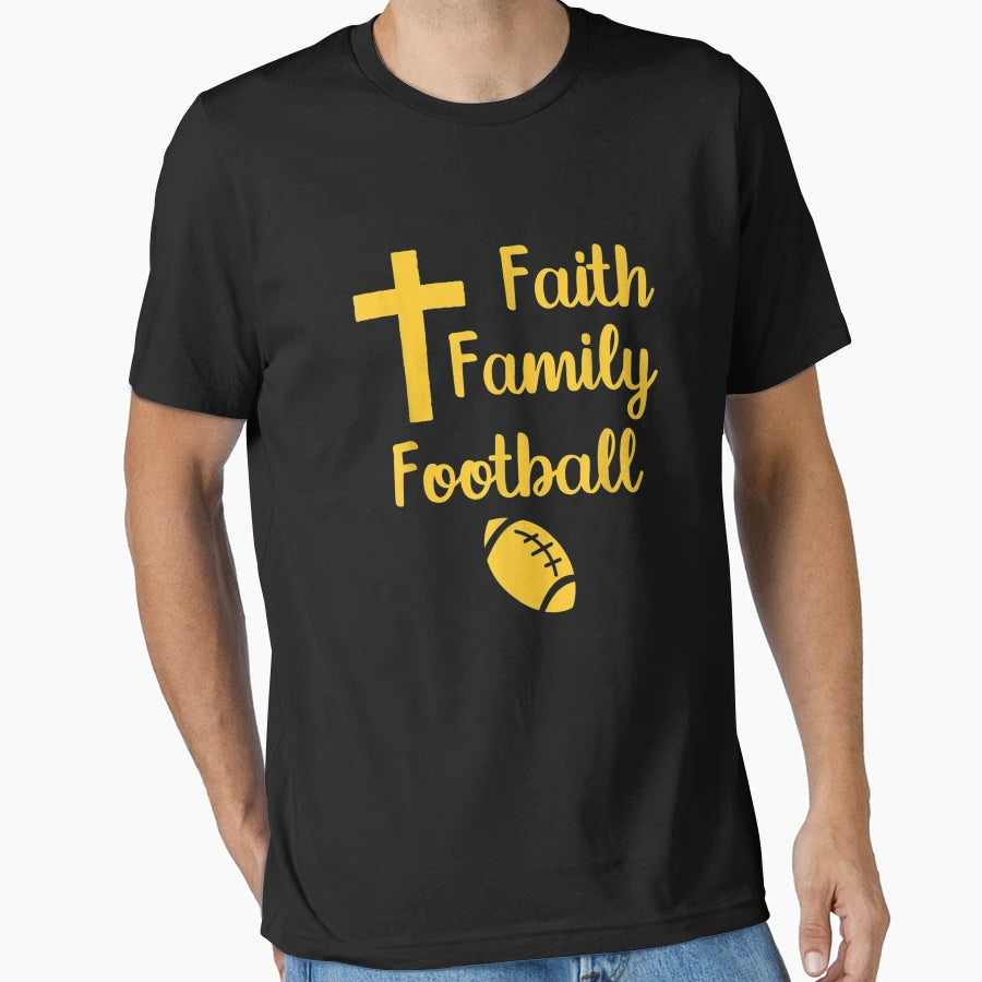 Faith Family Football T-Shirt - Trendy Graphic for Adults - T-Shirt, Sweatshirt, Hoodie