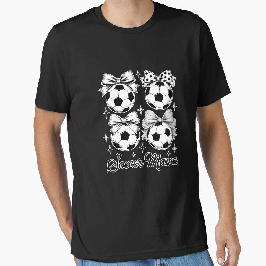 Soccer Mama Coquette Bow Soccer Mom T-Shirt - Graphic Print Unisex - T-Shirt, Sweatshirt, Hoodie